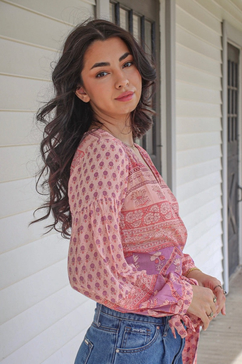 Elina Wrap Top Pink